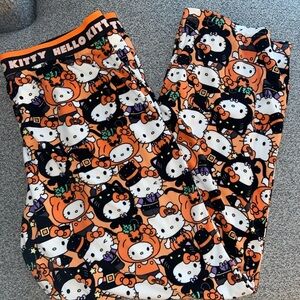 Hello Kitty Halloween Women’s XL Pajamas - Orange and Black